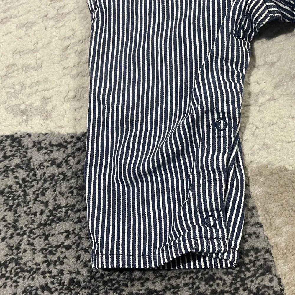Vintage OshKosh B'gosh Vesbak Overalls Kids 24M Blue Hickory Stripe USA Made